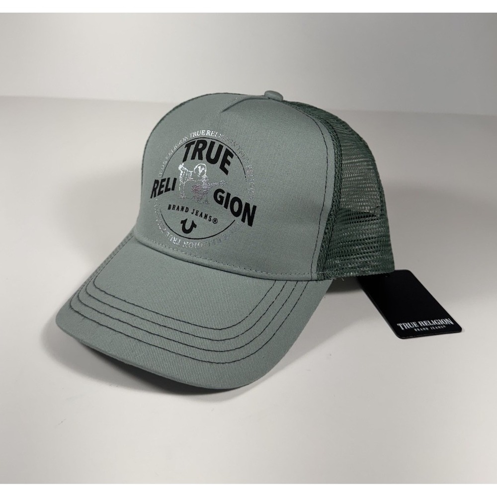 TRUE RELIGION Buddha‎ Trucker Snapback Hat Green Bay Black Men's *NEW* $59